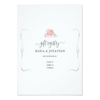 Elegant Light Pink Silver Watercolor Gift Registry Enclosure Card Front View