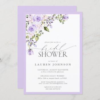 elegant lilac lavender floral bridal shower invitation