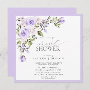 elegant lilac lavender floral bridal shower invitation