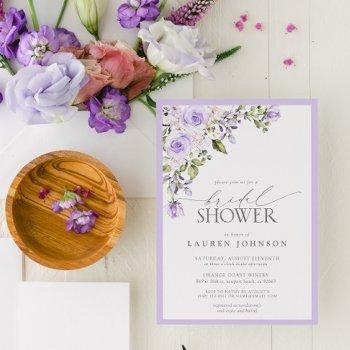 elegant lilac lavender floral bridal shower invitation