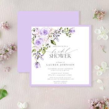 elegant lilac lavender floral bridal shower invitation