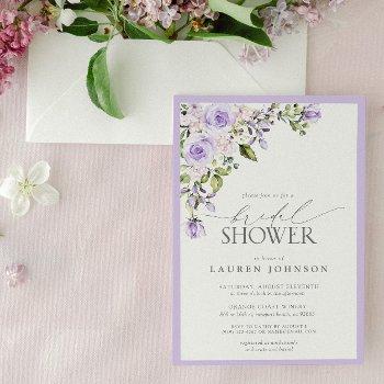 elegant lilac lavender floral bridal shower invitation