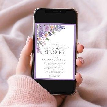 elegant lilac lavender watercolor bridal shower invitation