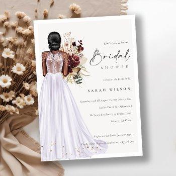 elegant lilac wedding gown bridal shower invite