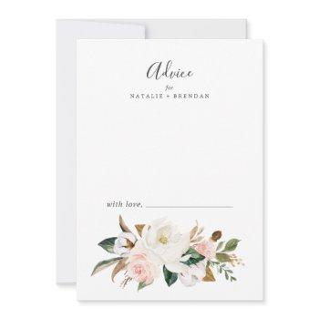 elegant magnolia | white and blush wedding advice card