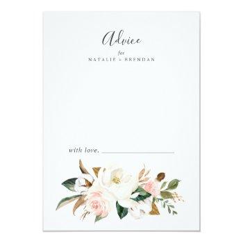Elegant Magnolia | White And Blush Wedding Advice Card Front View