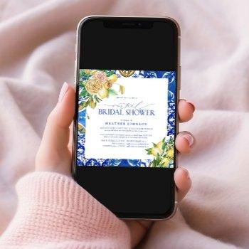 elegant mediterranean lemon floral virtual shower invitation