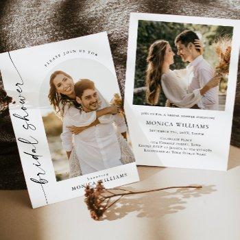 elegant minimalist photo 2 photo bridal shower invitation