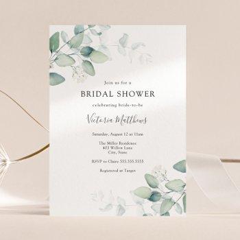 elegant modern eucalyptus bridal shower invitation