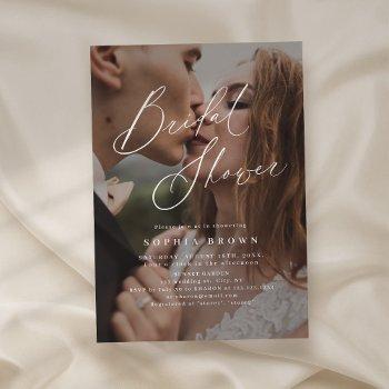 elegant modern script minimal photo bridal shower  invitation
