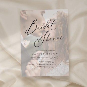 elegant modern script minimal photo bridal shower invitation