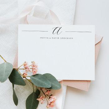 elegant modern script monogrammed couple note card