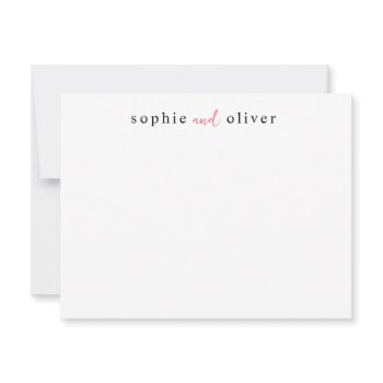 elegant modern trendy two names couple stationery note card