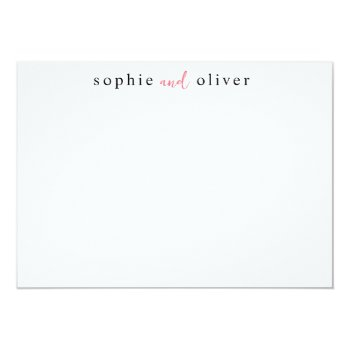 Elegant Modern Trendy Two Names Couple Stationery Note Card Front View