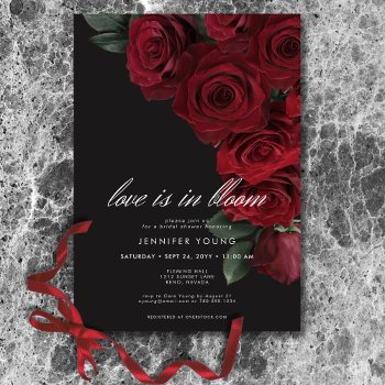 elegant moody blood roses love is in bloom shower invitation