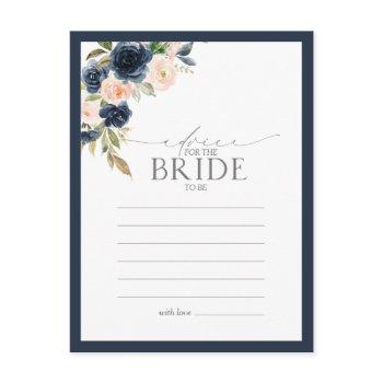 elegant navy blue blush pink advice to the bride postcard