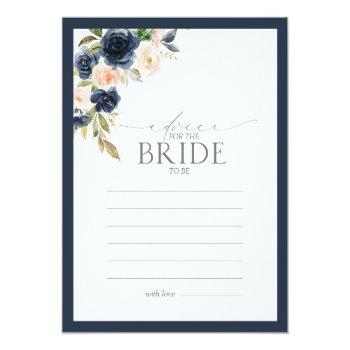 Elegant Navy Blue Blush Pink Advice To The Bride Postcard Front View