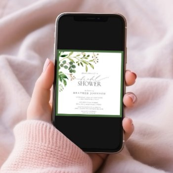 elegant olive green watercolor bridal shower invitation
