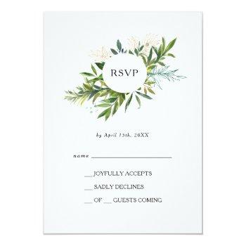 Elegant Olive Greenery Rsvp Card Front View