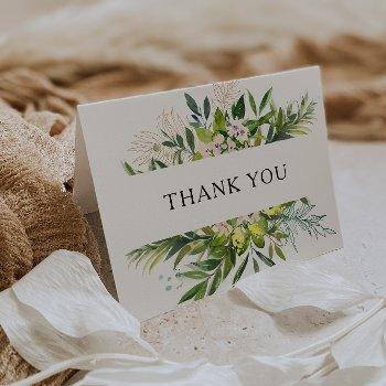 elegant olive greenery thank you card