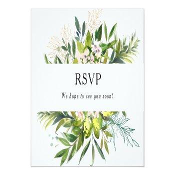 Elegant Olive Greenery Wedding Rsvp Postcard Front View