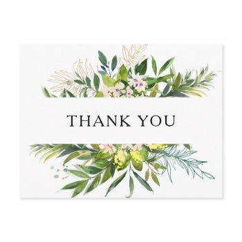 elegant olive greenery wedding thank you postcard