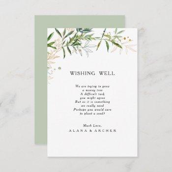 elegant olive greenery wedding wishing well card