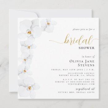 elegant orchid bridal white floral bridal shower invitation