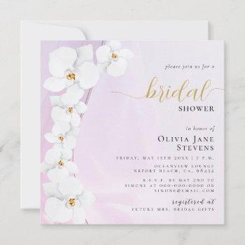 elegant orchid pink aesthetic floral bridal shower invitation