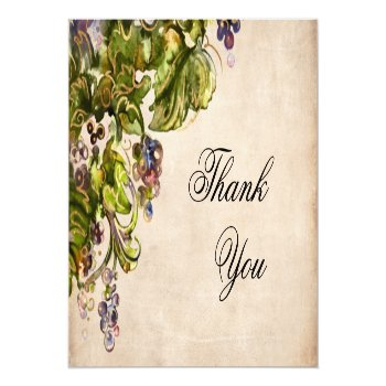 Elegant Parchment Watercolor Vineyard Thank You Card Front View