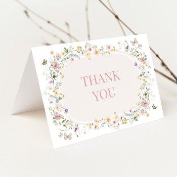 elegant pastel wildflowers blank wedding thank you