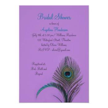 Elegant Peacock Bridal Shower (purple) Invitation Front View