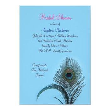 Elegant Peacock Bridal Shower (turquoise) Invitation Front View