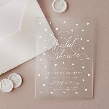 elegant pearls bridal shower  acrylic invitations