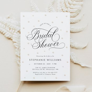 elegant pearls bridal shower  invitation