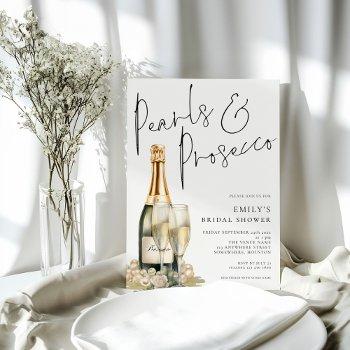elegant pearls prosecco glasses bridal shower invitation
