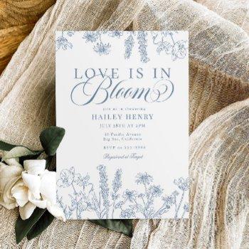 elegant periwinkle blue wildflower bridal shower invitation