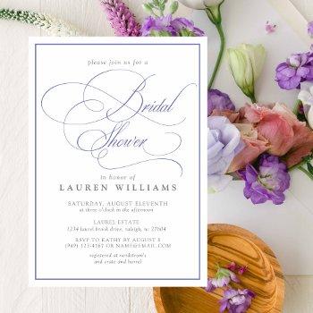 elegant periwinkle calligraphy bridal shower invitation