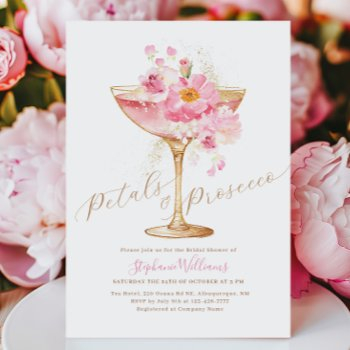 elegant petals and prosecco floral bridal shower invitation