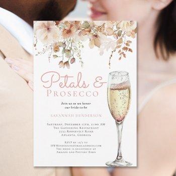 elegant petals and prosecco floral bridal shower invitation