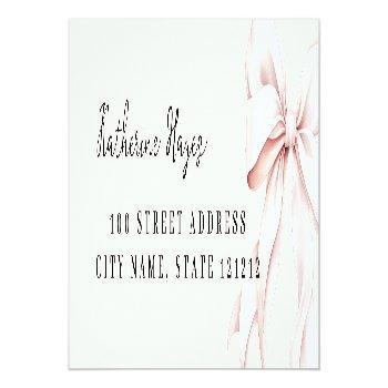 Elegant Pink Bow Bridal Return Address Label Front View