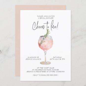 elegant pink cheers to love bridal shower invitation