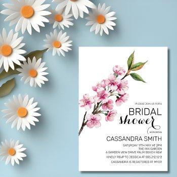 elegant pink cherry blossom floral bridal shower  invitation