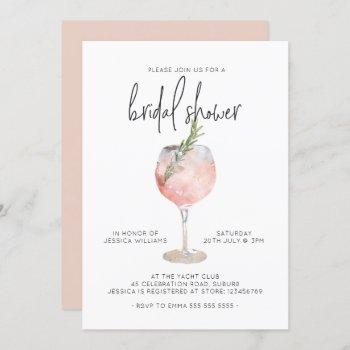 elegant pink cocktail bubbly brunch bridal shower  invitation