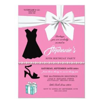 Elegant Pink Fashion Tiffany Birthday Invitation Front View