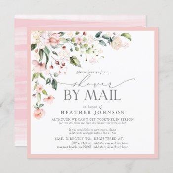 elegant pink floral bridal script shower by mail invitation