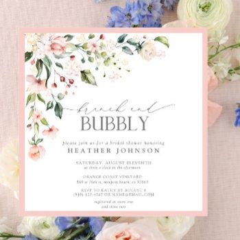 elegant pink floral brunch & bubbly bridal shower invitation