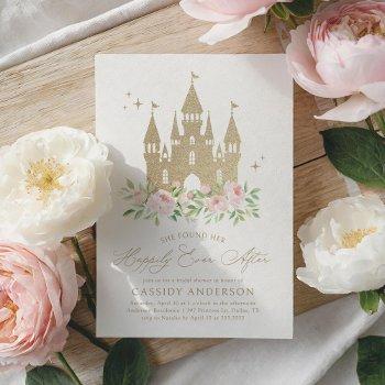elegant pink gold princess bridal shower invitation