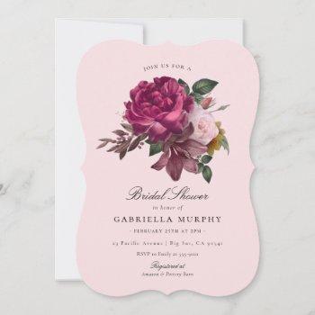 elegant pink rose garden bridal shower invitation