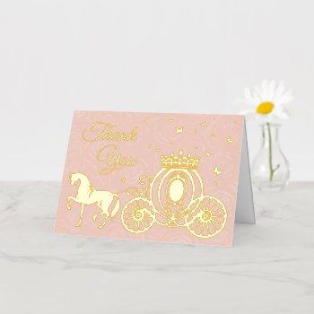 elegant pink roses horse carriage photo thank you foil greeting card
